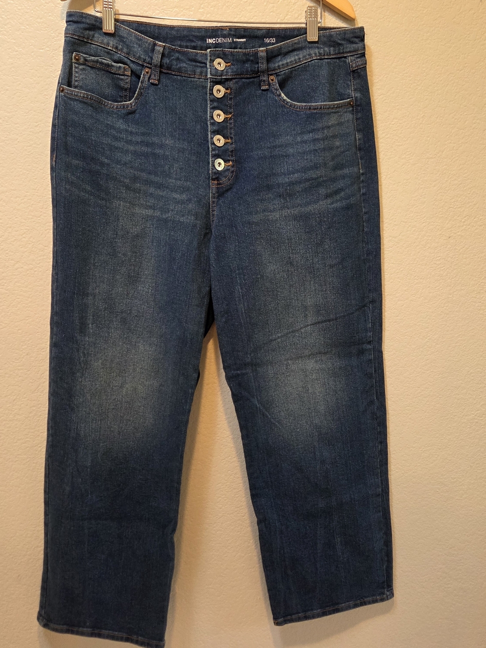 INC Denim Straight-Leg Ankle-Length Jeans Size 16 Capsule